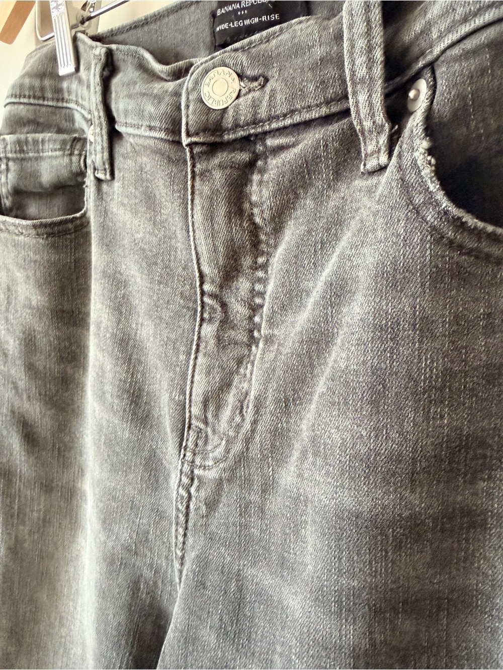 Banana Republic Factory Wide Leg High Rise Jeans Gray Black Wash Size 28/6 - Picture 3 of 6